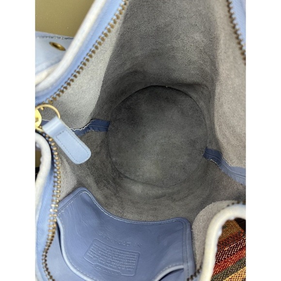 Coach Vintage XL Duffle Feed Sac 9085 in Periwinkle Blue Cowhide Leather - Picture 8 of 12